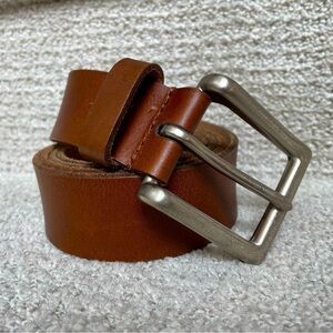 Genuine Leather Brown Substantial Brushed Silver Men's Size 44" Waist Belt